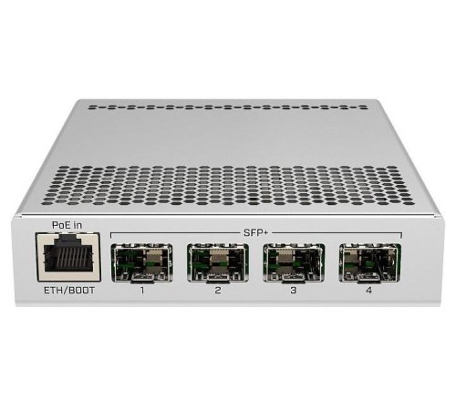 Коммутатор MikroTik Cloud Router Switch 305-1G-4S+IN with 800MHz CPU, 512MB RAM, 1xGigabit LAN, 4 x SFP+ cages, RouterOS L5 or SwitchOS (dual boot), metallic desktop case, PSU