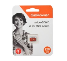 Карта памяти microSD GoPower 128GB Class10 UHS-I (U3) 100 МБ/сек V30 без адаптера