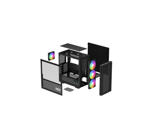 Корпус Deepcool CH560 DIGITAL без БП, боковое окно (закаленное стекло), 3x140мм ARGB вентилятор спереди и 1x120мм ARGB вентилятор сзади, черный, ATX (R-CH560-BKAPE4D-G-1)