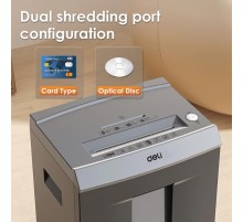Уничтожитель бумаг (шредер), 16 лист. одновр., 2x12mm, уничтожение кредитных карт, CD, непрерыв. вр.работы 60 мин., автостарт/автостоп, объем корзины 30 Л., серый
