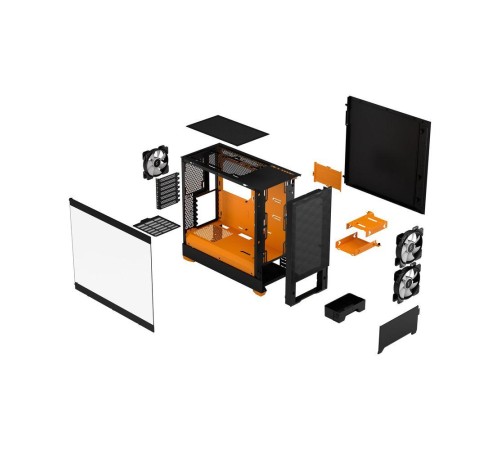 Корпус ПК без блока питания/ Case Fractal Design Pop Air RGB Orange Core TG Clear Tint, Midi-Tower, 3x120mm RGB, 2xUSB-A 3.2 ATX, mATX, mITX Black/Orange