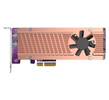 Плата расширения/ QNAP QM2-2P-244A 2 x M.2 22110 or 2280 PCIe (Gen2 x 4) NVMe SSD slots  expansion card, Low-profile bracket pre-loaded, Low-profile flat and Full-height are bundled (shorter version to support TVS-x82/TS-x77 PCIe slot 2 & slot 3)