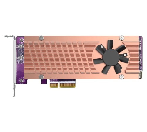 Плата расширения/ QNAP QM2-2P-244A 2 x M.2 22110 or 2280 PCIe (Gen2 x 4) NVMe SSD slots  expansion card, Low-profile bracket pre-loaded, Low-profile flat and Full-height are bundled (shorter version to support TVS-x82/TS-x77 PCIe slot 2 & slot 3)