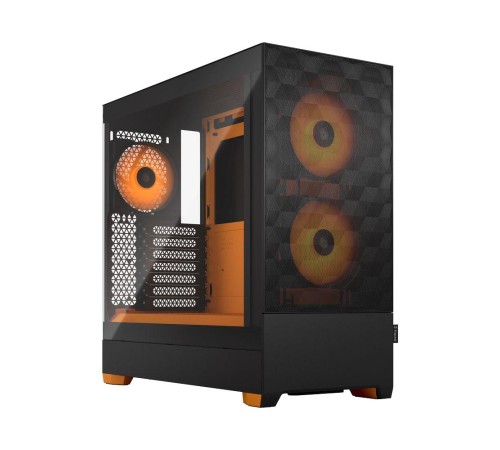 Корпус ПК без блока питания/ Case Fractal Design Pop Air RGB Orange Core TG Clear Tint, Midi-Tower, 3x120mm RGB, 2xUSB-A 3.2 ATX, mATX, mITX Black/Orange