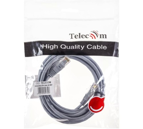 Патчкорд/ Патчкорд литой "Telecom" UTP кат.5е 3,0м серый
