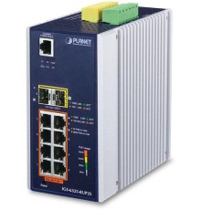 коммутатор/ PLANET IGS-6325-8UP2S IP30 DIN-rail Industrial L3 8-Port 10/100/1000T 802.3bt PoE + 2-port 1G/2.5G SFP Full Managed Switch (-40 to 75 C, 8-port 95W PoE++, 802.3bt/PoH/Force modes, dual redundant power input on 48~56VDC terminal block, DIDO, ER