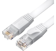 GCR Патч-корд PROF плоский прямой 1.5m, UTP медь кат.6, белый, 30 AWG, ethernet high speed 10 Гбит/с, RJ45, T568B, GCR-52848