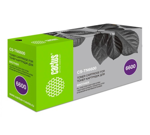 -/ Картридж лазерный Cactus CS-TN6600 TN-6600 черный (6000стр.) для Brother HL-1030/1230/1240/1250/1270