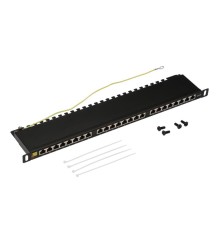 Патч-панель Патч-панель 19" компактная, экранированная, 24 порта RJ45, кат.6, 0.5U, с задним органайзером