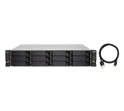 Полка расширения сетевого хранилища без дисков/ SMB QNAP TL-R1200C-RP USB 3.2 Gen 2 Type-C JBOD storage enclosure, 12-tray 3,5"/2,5" w/o HDD, 2xPSU. Rackmount. W/o rail kit RAIL-B02