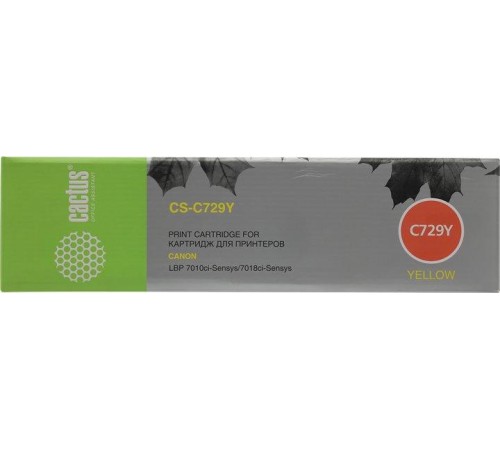 -/ Картридж лазерный Cactus CS-C729Y 729 Y желтый (1000стр.) для Canon i-SENSYS LBP-7010C/ LBP-7018C
