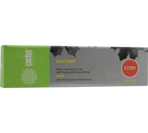 -/ Картридж лазерный Cactus CS-C729Y 729 Y желтый (1000стр.) для Canon i-SENSYS LBP-7010C/ LBP-7018C