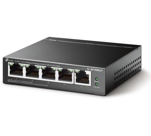 коммутатор TP-Link TL-SF1005LP, 5-Port 10/100 Mbps Desktop Switch with 4-Port PoE, 41 W, 250m