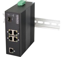 Коммутатор/ OSNOVO Промышленный PoE коммутатор на 6 портов, 4 *10/100Base-T с PoE (до 30W), 1*10/100Base-T,  1*SFP 100Base-X, суммарно PoE до 120W,  БП опционально