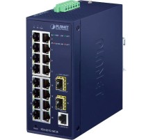 коммутатор/ PLANET IGS-4215-16T2S IP30 Industrial L2/L4 16-Port 10/100/1000T + 2-Port 100/1000X SFP Managed Switch (-40~75 degrees C, dual redundant power input on 12~48VDC/24VAC terminal block)