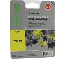 -/ Картридж струйный Cactus CS-CLI521Y желтый (8.4мл) для Canon Pixma MP540/MP550/MP620/MP630/MP640/MP6