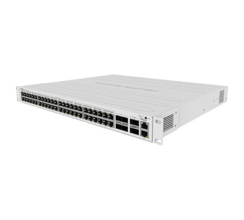 Коммутатор MikroTik Cloud Router Switch 354-48P-4S+2Q+RM with 48 x Gigabit RJ45 LAN (all PoE-out), 4 x 10G SFP+ cages, 2 x 40G QSFP+ cages, RouterOS L5, 1U rackmount enclosure, 750W PSU