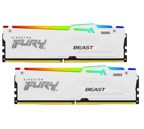 Память оперативная/ Kingston 64GB 5600MT/s DDR5 CL36 DIMM (Kit of 2) FURY Beast White RGB EXPO Память оперативная/ Kingston 64GB 5600MT/s DDR5 CL36 DIMM (Kit of 2) FURY Beast White RGB EXPO