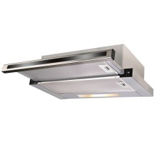 Встраиваемая вытяжка Korting/ Встраиваемая с выдвижным экраном, ширина 50 см, 2 режима, у, клавишное управление, 600 м3/ч., алюминиевые жировые фильтры, LED освещение,  панель - нерж сталь+черное стекло