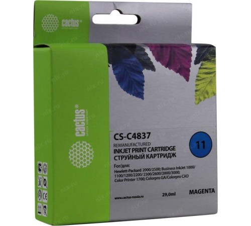 -/ Картридж струйный Cactus CS-C4837 №11 пурпурный (29мл) для HP BIJ 1000/1100/1200/2200/2300/2600