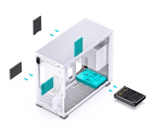 Корпус без блока питания/ Case JONSBO D31 STD SCREEN, Mini-Tower, TG, no fans, 1xUSB-A 3.2 + 1xUSB-C 3.2, mATX, mDTX, mITX White