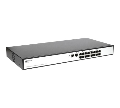Коммутатор/ Unmanaged Switch 16x100Base-TX PoE, 2x1000Base-T, PoE Budget 190W, Long-range PoE up to 250m, 19" w/brackets