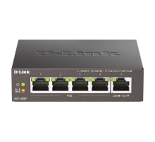 коммутатор D-Link Неуправляемый PoE-коммутатор, 5x1000Base-T (4x1000Base-T PoE), PoE-бюджет 60 Вт, корпус металл