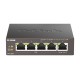 коммутатор D-Link Неуправляемый PoE-коммутатор, 5x1000Base-T (4x1000Base-T PoE), PoE-бюджет 60 Вт, корпус металл