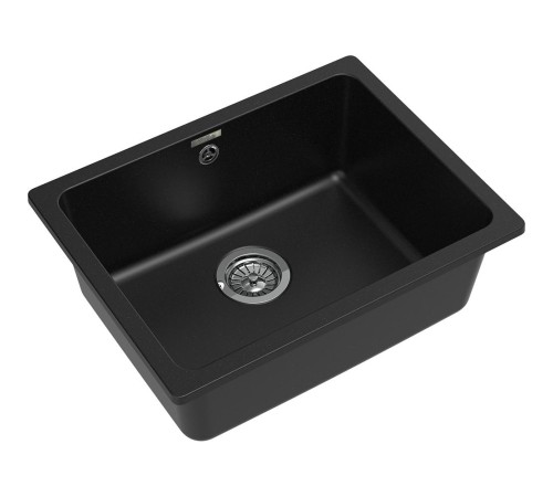 Кухонная мойка RIVELATO RIVELATO Мойка BERKANA 50 1-чаш 560*430, монтаж: универсальный, материал: кварц, цвет: черный