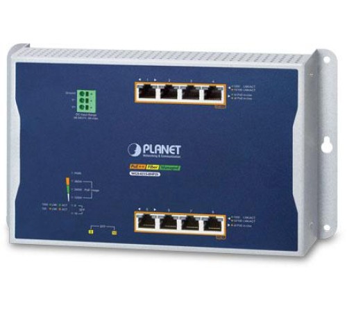 коммутатор/ PLANET WGS-4215-8HP2S IP30, IPv6/IPv4, 4-Port 10/100/1000T 802.3bt 95W PoE + 4-Port 10/100/1000T 802.3at PoE + 2-Port 100/1000X SFP Wall-mount Managed Switch (-40~75 C, Max. 360W PoE budget, 250m Extend mode, supports ERPS Ring, CloudViewer ap