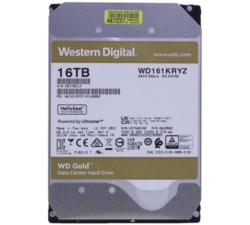 Жесткий диск/ HDD WD SATA3 16Tb Gold 7200 512mb  1 year warranty