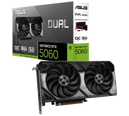 Видеокарта ASUS DUAL-RTX5060-O8G//RTX5060 HDMI DP*3 8G D7; 90YV0N12-M0NA00
