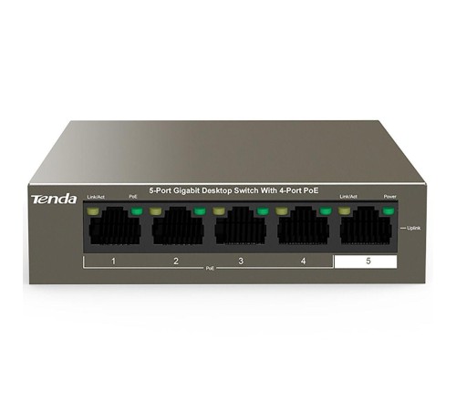 Коммутатор/ Tenda TEG1105P-4-63W   5-Port Gigabit Desktop Switch with 4-Port PoE