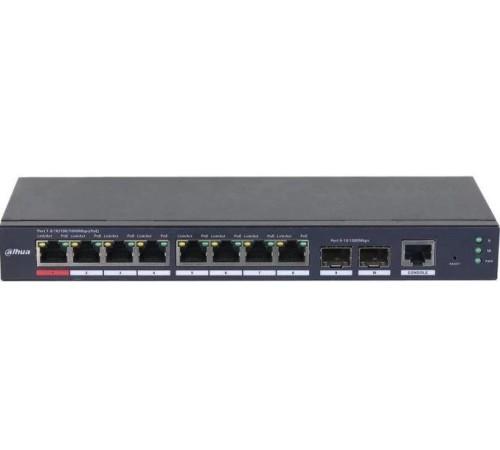8-портовый гигабитный управляемый коммутатор с PoE, уровень L2 Порты: 1 RJ45 10/100/1000Мбит/с (PoE/PoE+/Hi-PoE; IEEE 802.3bt), 7 RJ45 10/100/1000Мбит/с (PoE/PoE+), 2 SFP 100/1000Мбит/с (uplink); мощность PoE: порт 1 до 90Вт, порты 2~8 до 30Вт