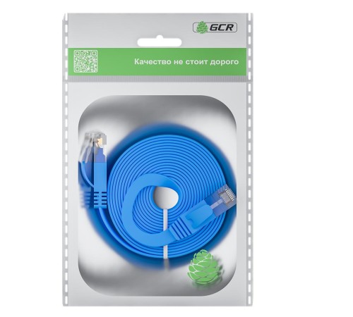 GCR Патч-корд PROF плоский прямой 20.0m, UTP медь кат.6, синий, 30 AWG, ethernet high speed 10 Гбит/с, RJ45, T568B, GCR-52864 GCR Патч-корд PROF плоский прямой 20.0m, UTP медь кат.6, синий, 30 AWG, ethernet high speed 10 Гбит/с, RJ45, T568B, GCR-52864
