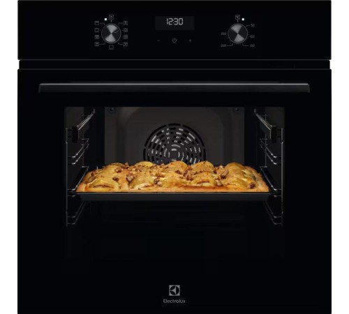 Встраиваемые электрические духовки ELECTROLUX/ Духовой шкаф с паром SteamBake,цвет -чёрный, утапливаемые переключатели, таймер отключения, отложенный старт, будильник, хромированные направляющие из нержавеющей стали Easy Entry , телескопические направляющ
