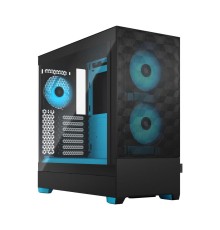 Корпус ПК без блока питания/ Case Fractal Design Pop Air RGB Cyan Core TG Clear Tint, Midi-Tower, 3x120mm RGB, 2xUSB-A 3.2 ATX, mATX, mITX Black/Cyan