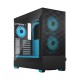 Корпус ПК без блока питания/ Case Fractal Design Pop Air RGB Cyan Core TG Clear Tint, Midi-Tower, 3x120mm RGB, 2xUSB-A 3.2 ATX, mATX, mITX Black/Cyan