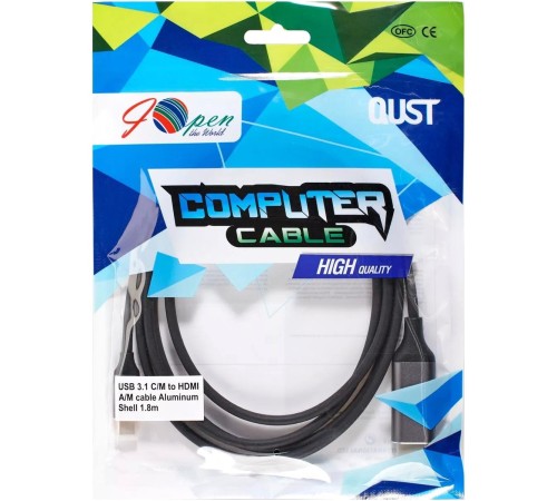 Кабель/ Кабель USB 3.1 Type-Cm --> HDMI A(m) 4K@60Hz,1.8m,Alum,iOpen(Aopen/Qust) <ACU423MC-1.8M>