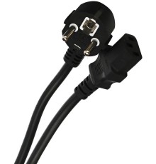 Кабель/ Кабель компьютер --> розетка 220V ( угловая Евровилка) <VDE> 3G*1.5mm2 VCOM <CE021-CU1.5-1.8> , 1,8м