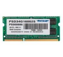 Оператвная память Patriot DDR3 4GB 1600MHz SO-DIMM SINGLE 1*4GB CL11 11-11-11 1.5V