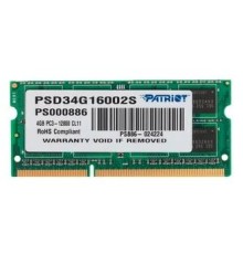 Оператвная память Patriot DDR3 4GB 1600MHz SO-DIMM SINGLE 1*4GB CL11 11-11-11 1.5V