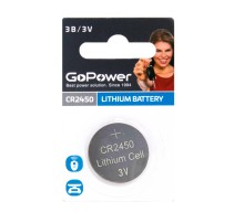 Батарейка CR2450/ Батарейка GoPower CR2450 BL1 Lithium 3V (1/40/2000) (1 шт.)