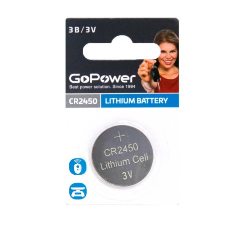 Батарейка CR2450/ Батарейка GoPower CR2450 BL1 Lithium 3V (1/40/2000) (1 шт.) Батарейка CR2450/ Батарейка GoPower CR2450 BL1 Lithium 3V (1/40/2000) (1 шт.)