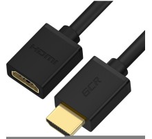 GCR Удлинитель 1.0m v1.4 HDMI-HDMI черный, 30/30 AWG, позолоченные контакты, Ethernet 10.2 Гбит/c, 19M / 19F, экран, GCR-54445