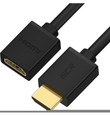 GCR Удлинитель 1.0m v1.4 HDMI-HDMI черный, 30/30 AWG, позолоченные контакты, Ethernet 10.2 Гбит/c, 19M / 19F, экран, GCR-54445