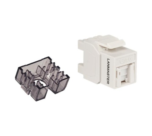 Модуль Модуль Keystone, RJ45, неэкранированный, кат.6, со встроенной шторкой, 180 градусов, белый