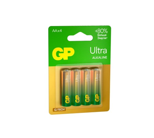 Батарейка Алкалиновые батарейки GP Ultra Alkaline G-Tech 15А AA - 4 шт. на блистере