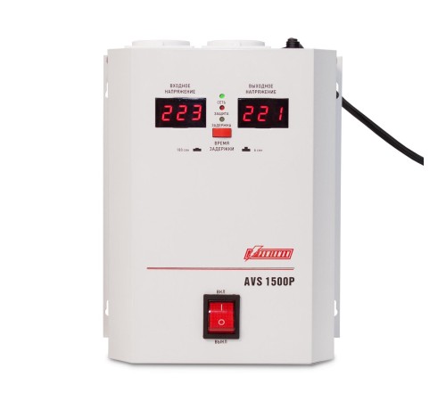 Стабилизатор POWERMAN AVS 1500P, ступенчатый регулятор, цифровые индикаторы уровней напряжения, 1500ВА, 110-260В, максимальный входной ток 12А, 2 евророзетки, IP-20, навесной, 215мм х 270мм х 110мм, 4.3 кг./ Stabilizer POWERMAN AVS 1500P, step-type regu Стабилизатор POWERMAN AVS 1500P, ступенчатый регулятор, цифровые индикаторы уровней напряжения, 1500ВА, 110-260В, максимальный входной ток 12А, 2 евророзетки, IP-20, навесной, 215мм х 270мм х 110мм, 4.3 кг./ Stabilizer POWERMAN AVS 1500P, step-type regu