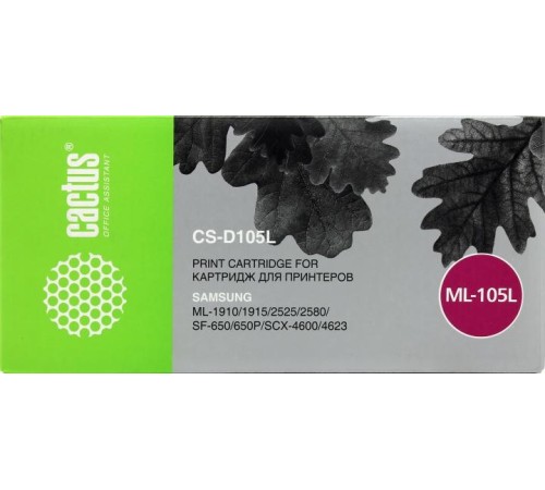 -/ Картридж лазерный Cactus CS-D105L MLT-D105L черный (2500стр.) для Samsung ML-1910/1915/2525/2580/SCX